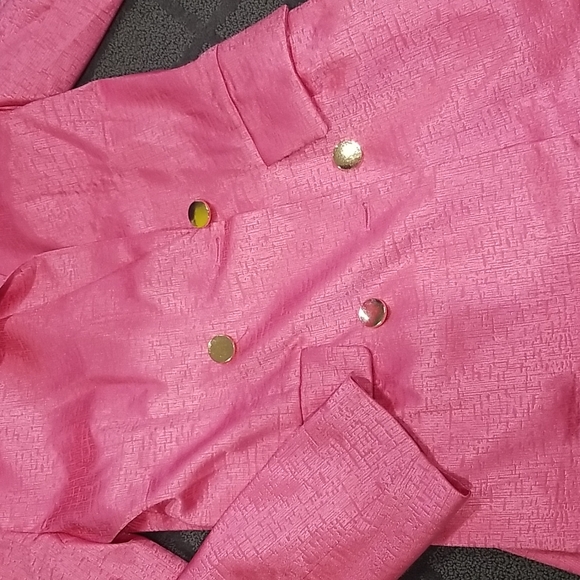 Hot pink Satin Double Breasted Suit Jacket - Picture 9 of 9